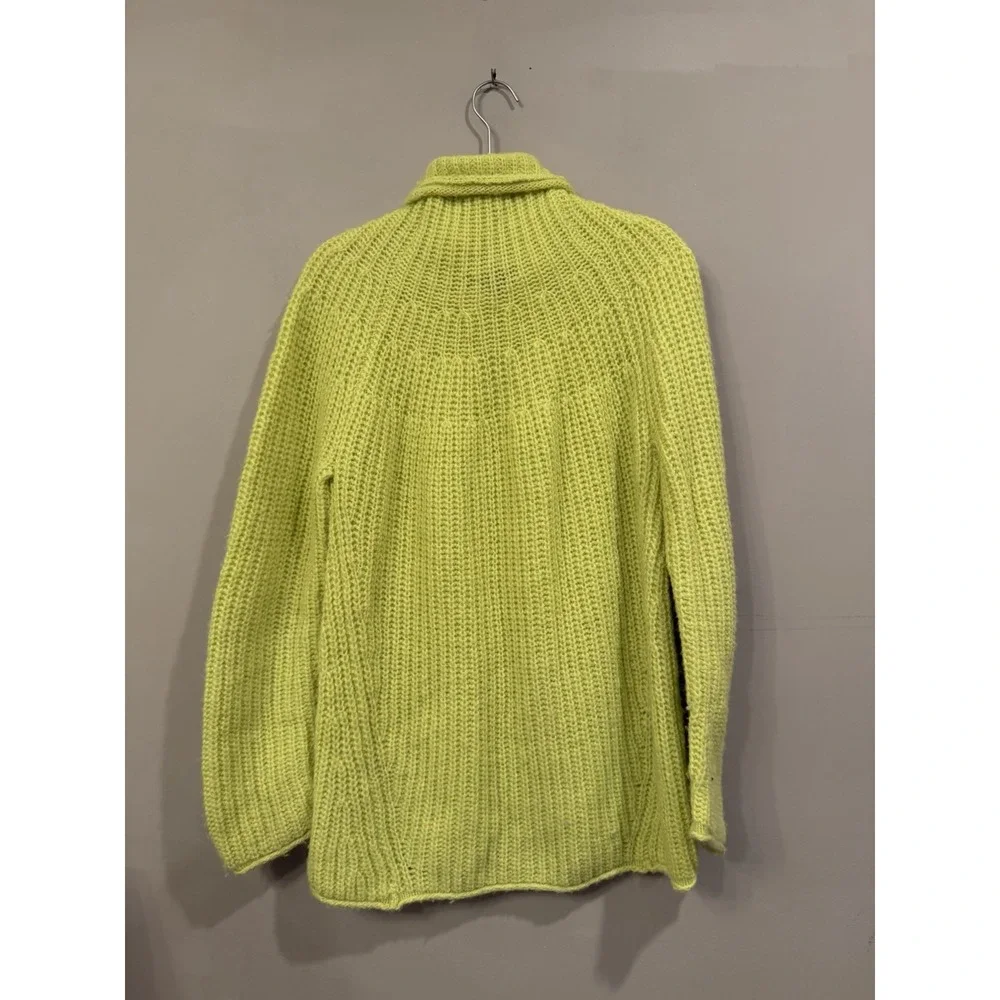 Rag & Bone Womens Joseph Turtleneck Sweater Ribbed Lime Green Oversized Wool XS